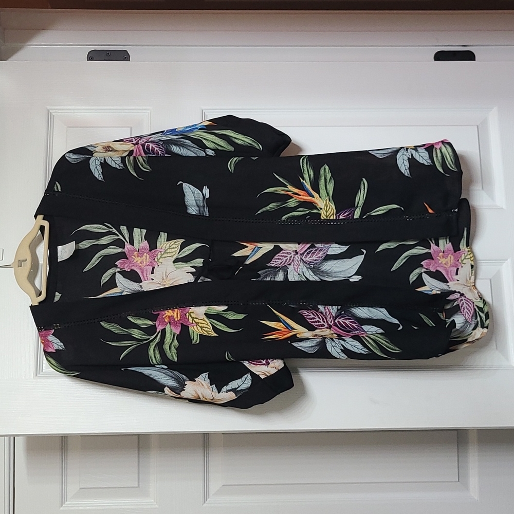 Black floral kimono/cover up